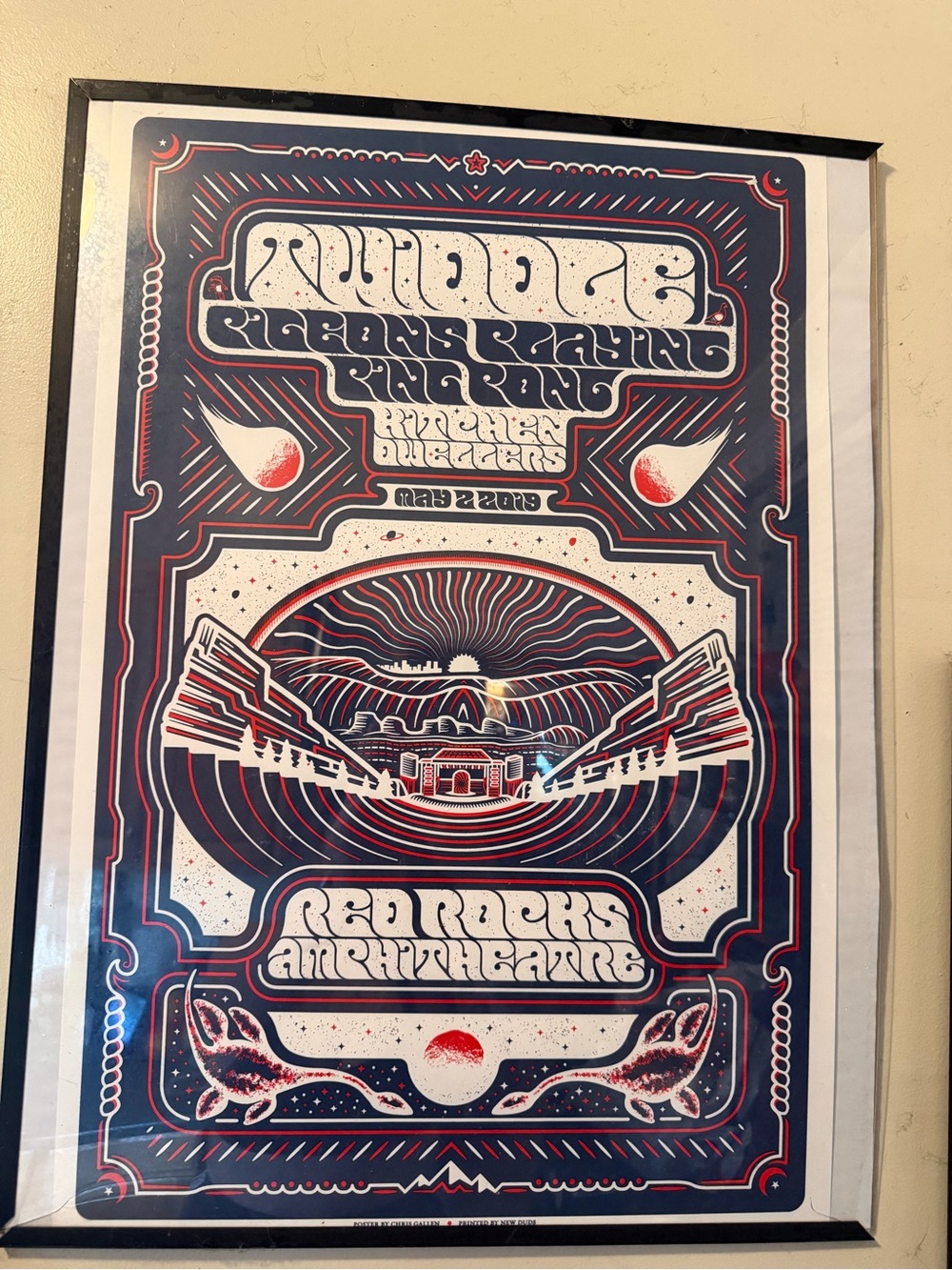 Twiddle & Pigeons Playing Ping Pong 2019 Red Rocks Concert Poster